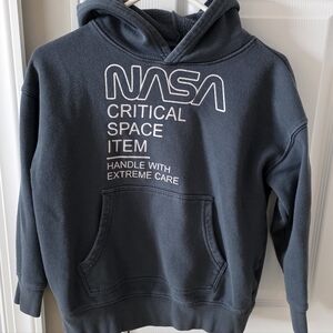 GAP Gray NASA Critical Space Item Fleece Hoodie Sz 8 Streetwear Athleisure Nomad